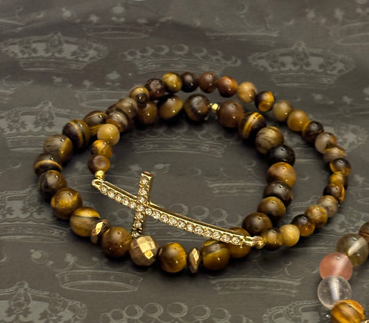 Tiger eye Cross Set